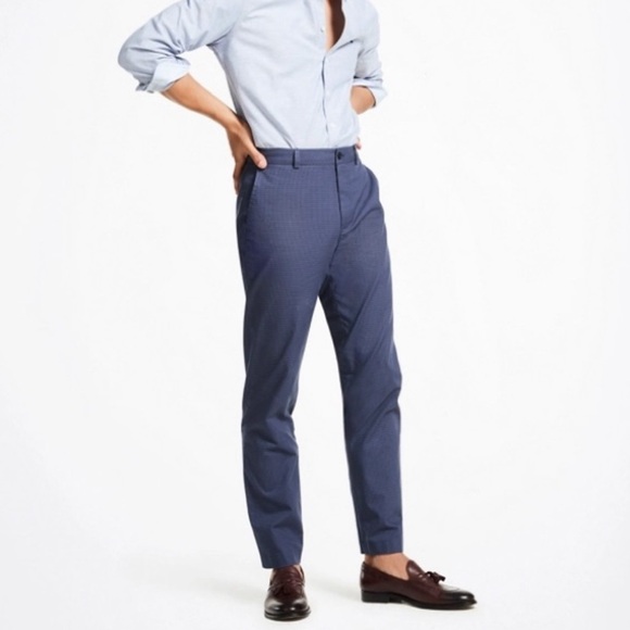 NWOT Brooks Brothers Milano dress pants trousers navy blue checkered 36x30 AOP - Picture 2 of 10